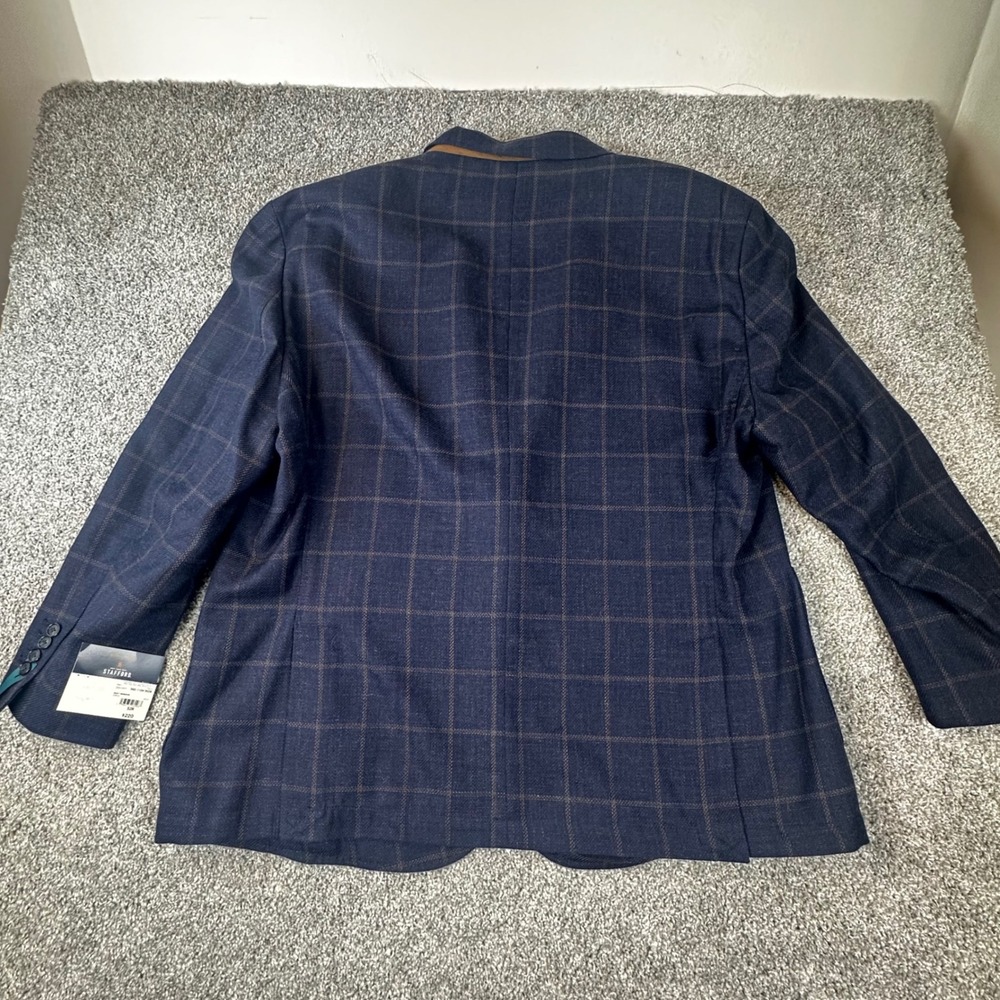 Stafford Blazer Mens 52R Navy Windowpane Wool Seasonal Sport coat Business NWT - Picture 3 of 12